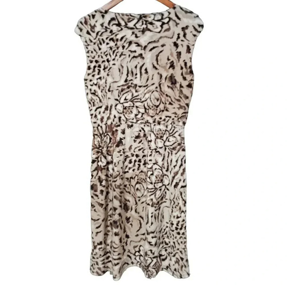 Dana Buchman Floral Animal Print Midi Dress Brown Size S - Picture 2 of 5